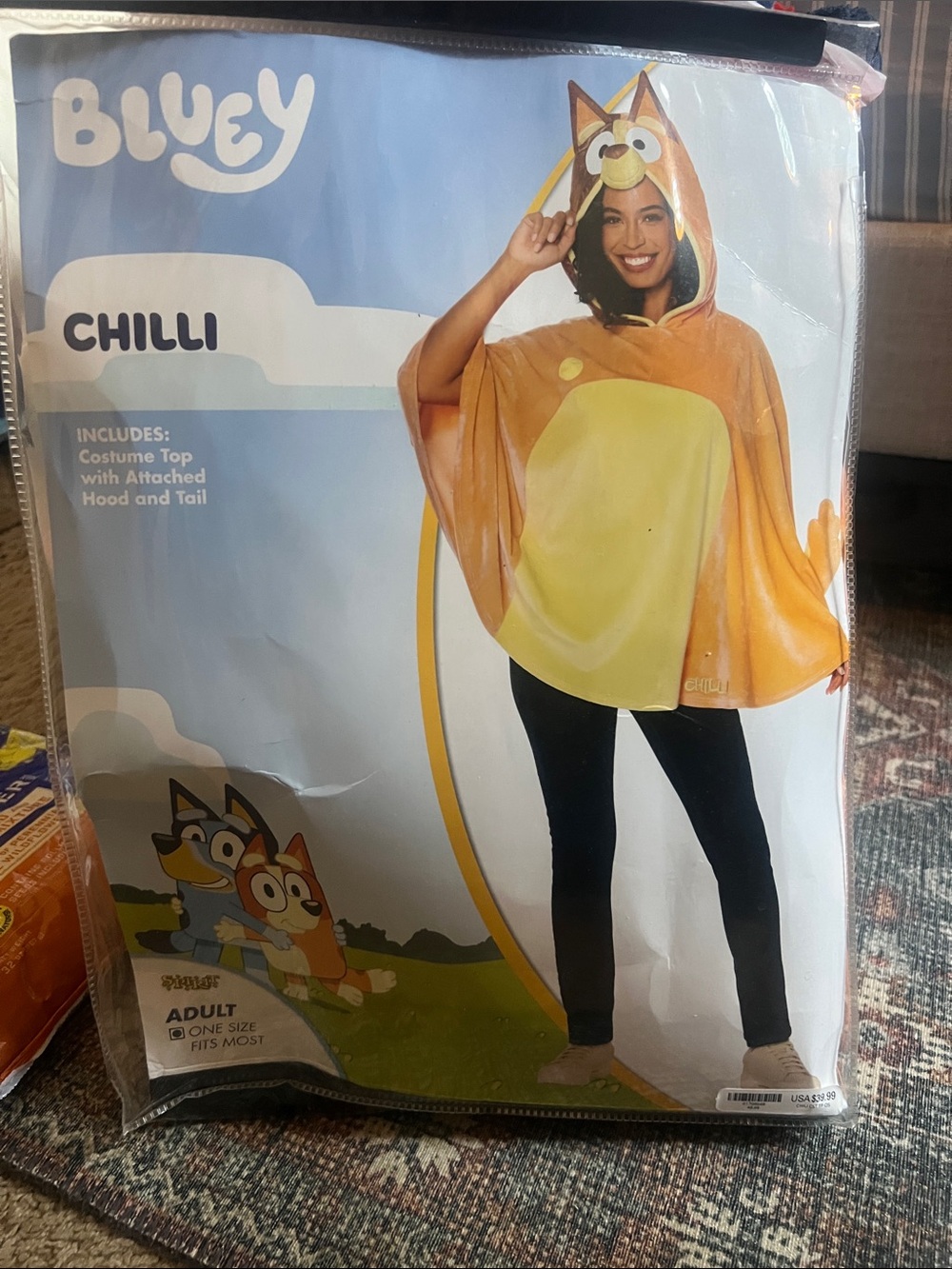 Chilli Adult Costume Cape — Orange with Yellow Belly